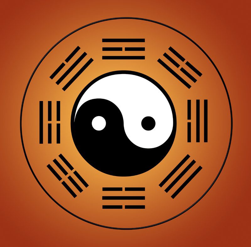 The BaGua symbol represents the Chinese philosophy of healing and nature.